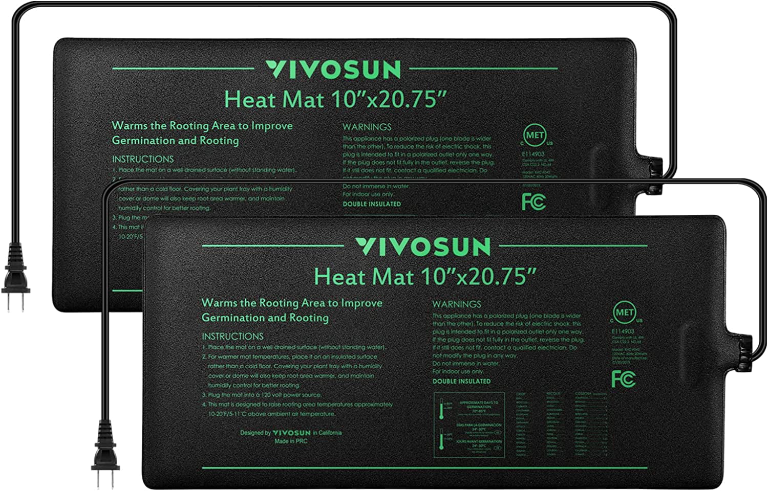 VIVOSUN Durable Waterproof Seedling Heat Mat Warm Hydroponic Heating Pad 10