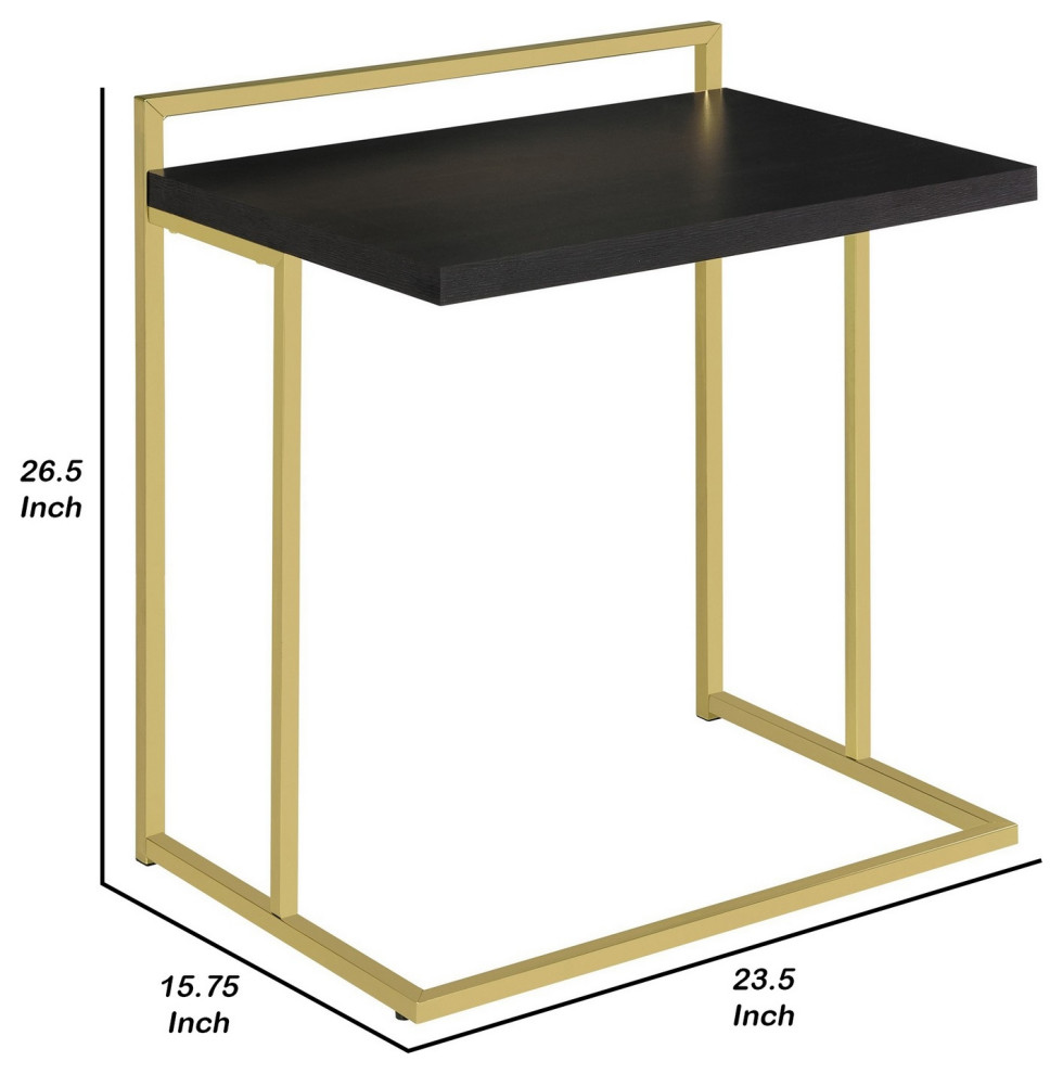 Dey 27 Inch C Shape Side End Table Cappuccino Brown Top Matte Brass Base   Contemporary   Side Tables And End Tables   by Dot  ampBo  Houzz