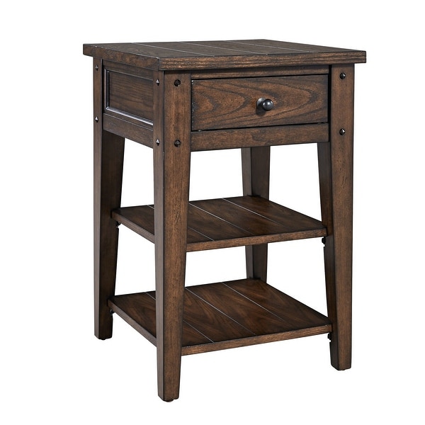 Lake House Rustic Brown Oak Chair Side Table