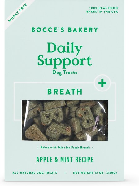 Bocce's Bakery Daily Support Breath Aid Apple and Mint Recipe Dog Treat