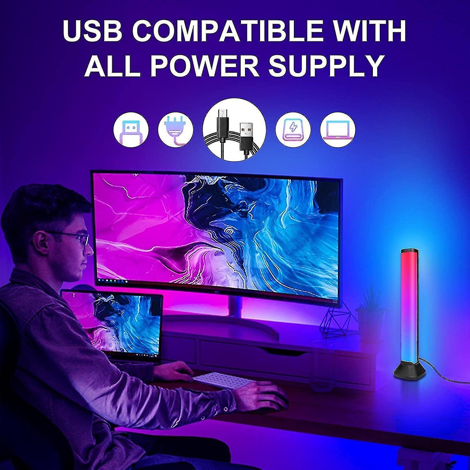 Colour Changing Led Strip Lights With Remote， Gaming Table Lamps Play 46 Lighting Modes， Rgb Ambianc