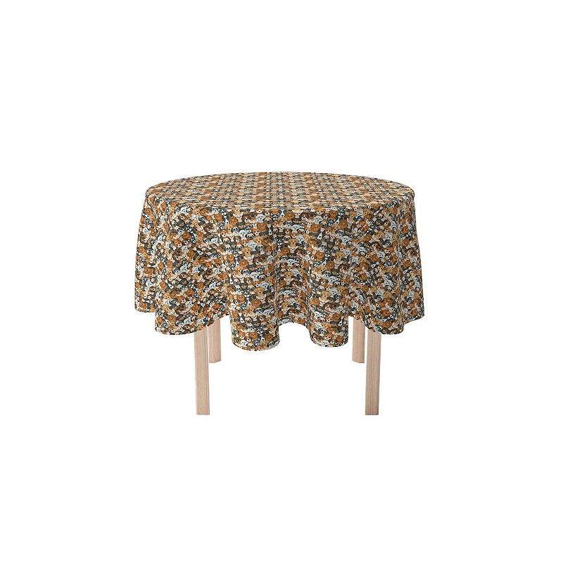 Round Tablecloth， 100% Polyester， 90 Round， Cheerful Dogs