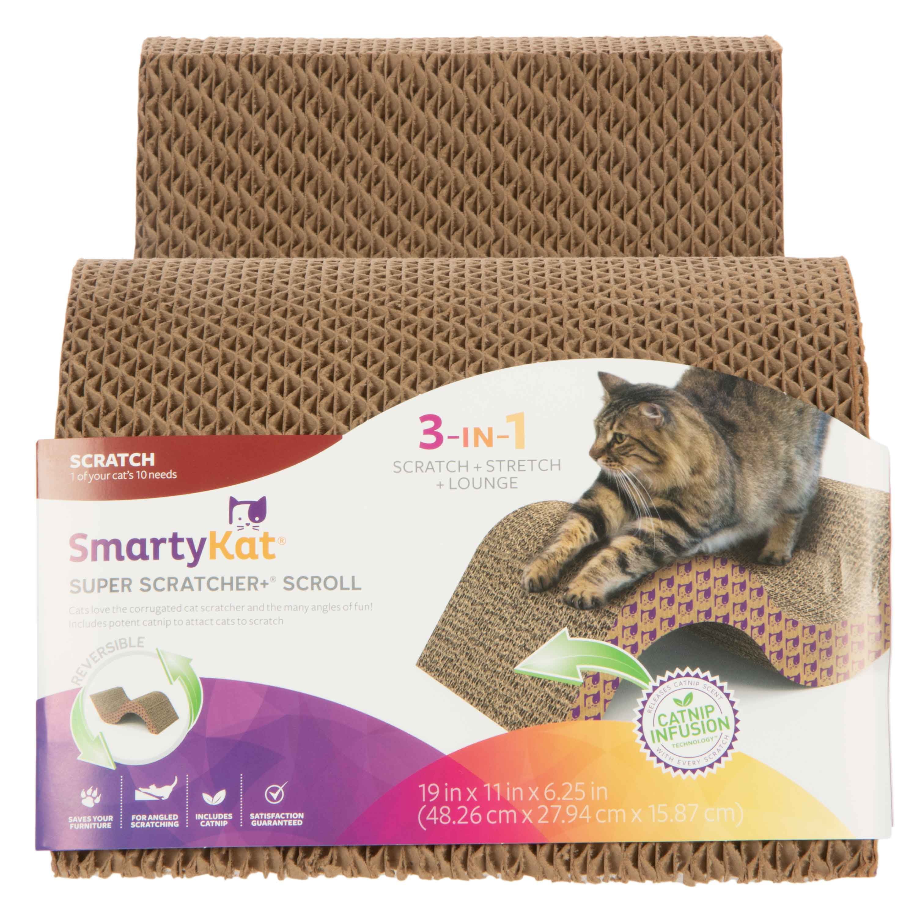 SmartyKat Super Scratcher+ Scroll Catnip-Infused Corrugate Cat Scratcher， Hideout and Lounge