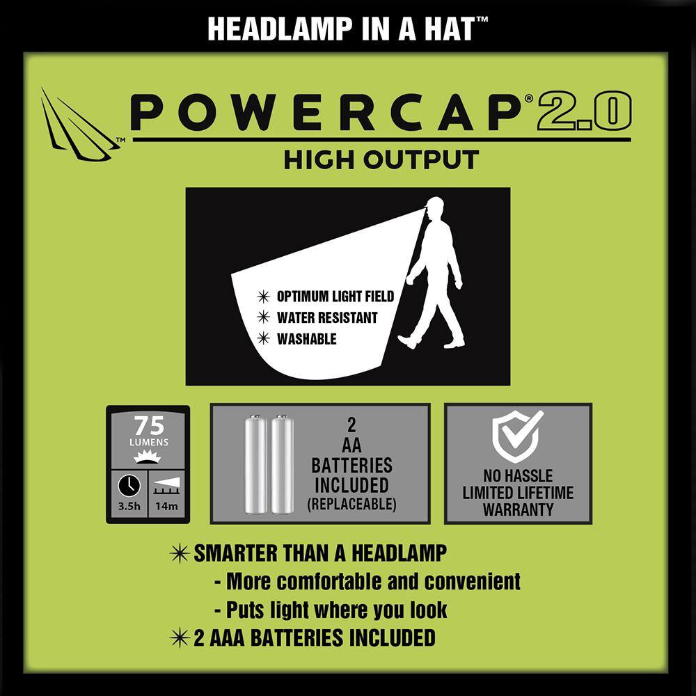 Panther Vision POWERCAP 2.0 LED Headlamp Hat High Output Ultra-Bright Hands-Free LED Lighted Battery Powered Cap HLC-8407