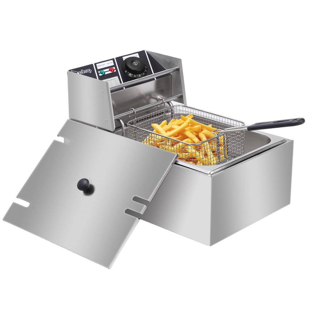 Winado 6.3 qt. Stainless Steel Single Electric Deep Fryer in Silver 559703181719