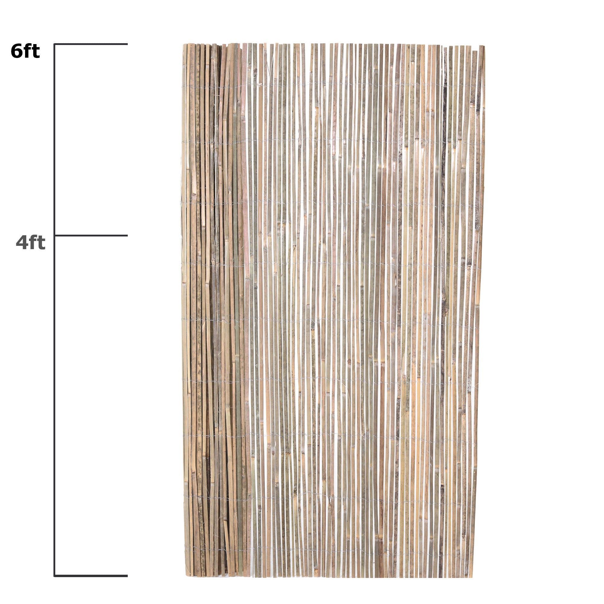 Backyard X-Scapes Natural Raw Split Bamboo Slat Fence 6 ft H x 6 ft L