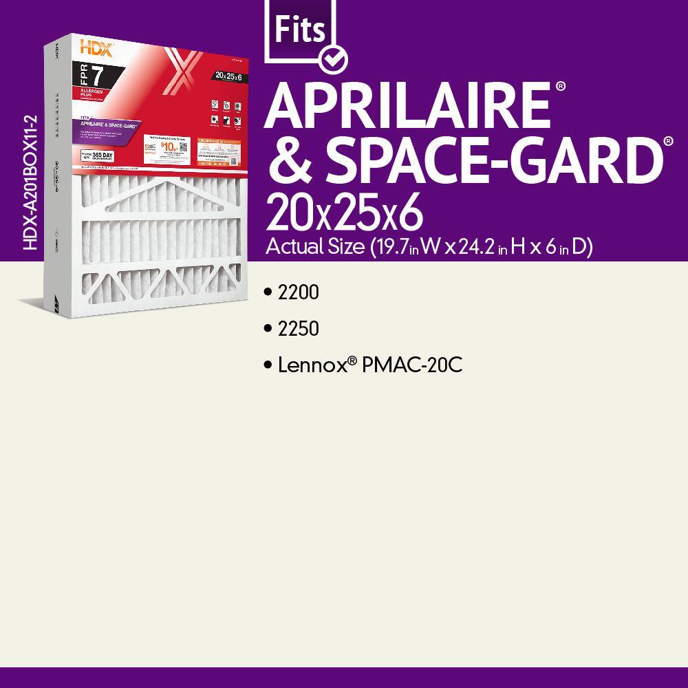 HDX 20 in. x 25 in. x 6 in. AprilAireSpace-Guard Replacement Pleated Air Filter (With Frame) FPR 7 HDX-A201BOX11-2