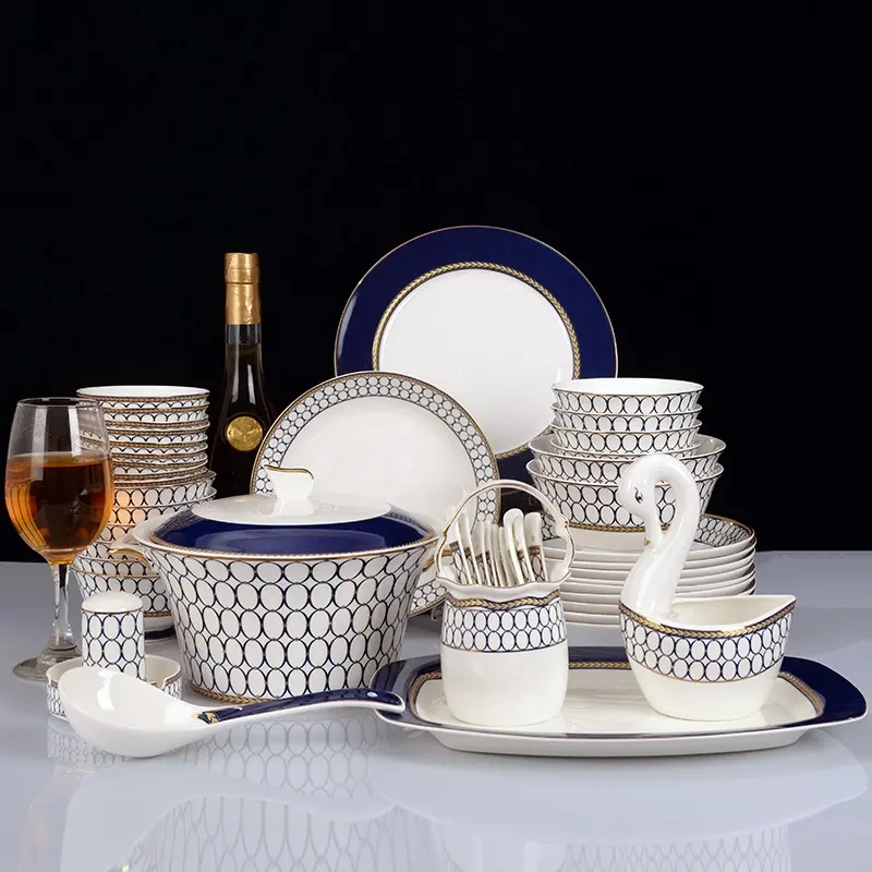 58pcs deluxe ceramic tableware set