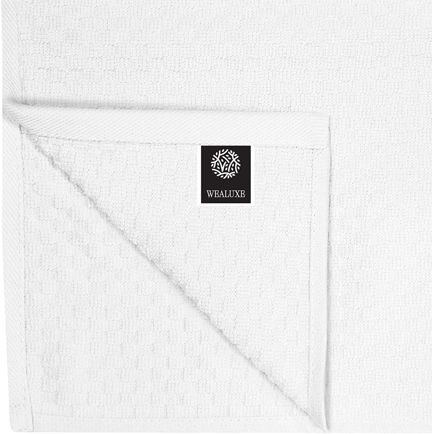 [12 Pack] Kitchen Dish Hand Towels， 100% Cotton Dobby Weave， 410GSM Absorbent Terry Cleaning Cloth， 15x26， White