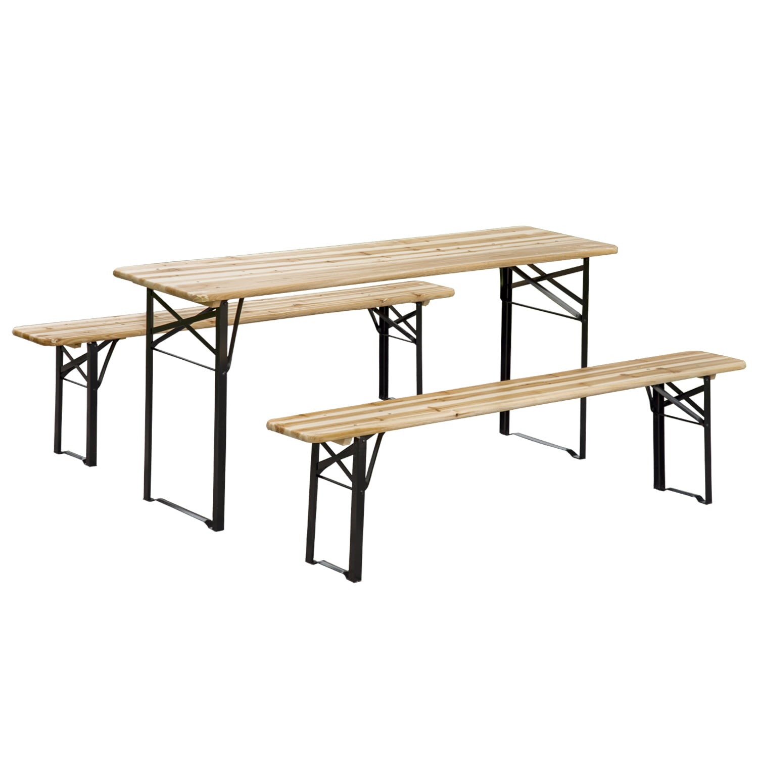 Outsunny 6' Wooden Outdoor Folding Patio Camping Picnic Table Set with Bench