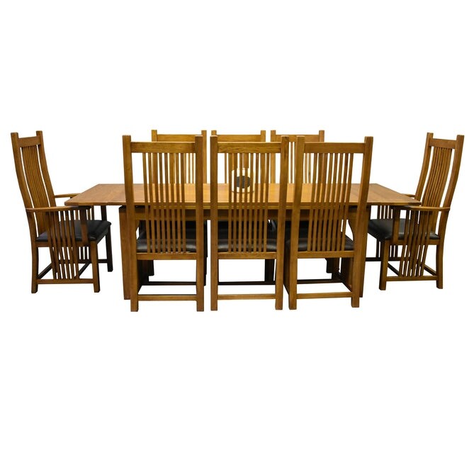 Mission Stow Leaf Table   High Back Chair Dining Set (2 Colors Available)