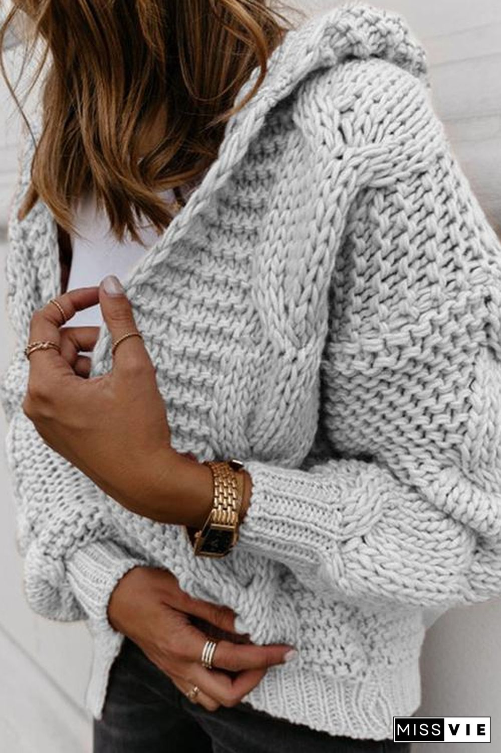 Knit Loose Hoodie Cardigan