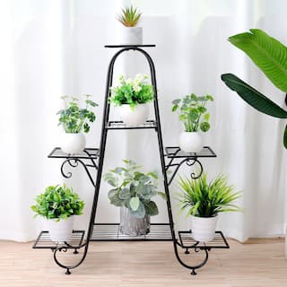 AESOME 39 in. Plant Stand Metal Indoor 7-Tier Flower Pot Holder Potted Plant Display Rack Patio Planter for Patio Yard HJ465