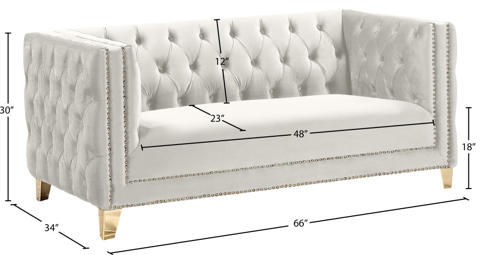 Michelle Fabric Upholstered Chair  Gold Iron Legs   Contemporary   Loveseats   by Meridian Furniture  Houzz