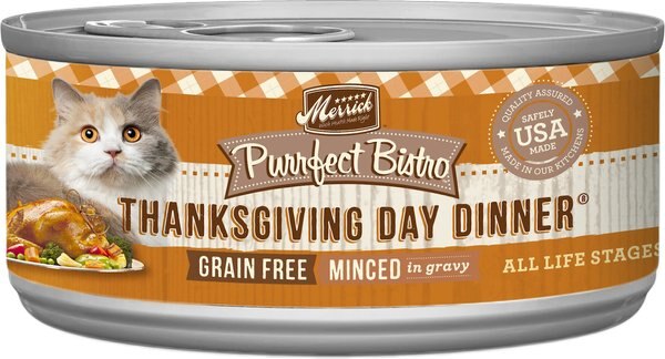 Merrick Purrfect Bistro Grain-Free Thanksgiving Day Dinner Minced in Gravy Canned Cat Food