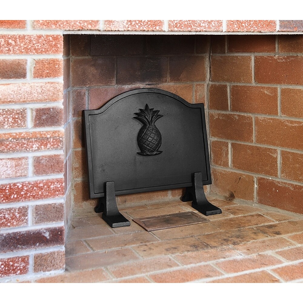 Minuteman International Large Cast Iron Pineapple Fireback  22.5 Inch Long  Black