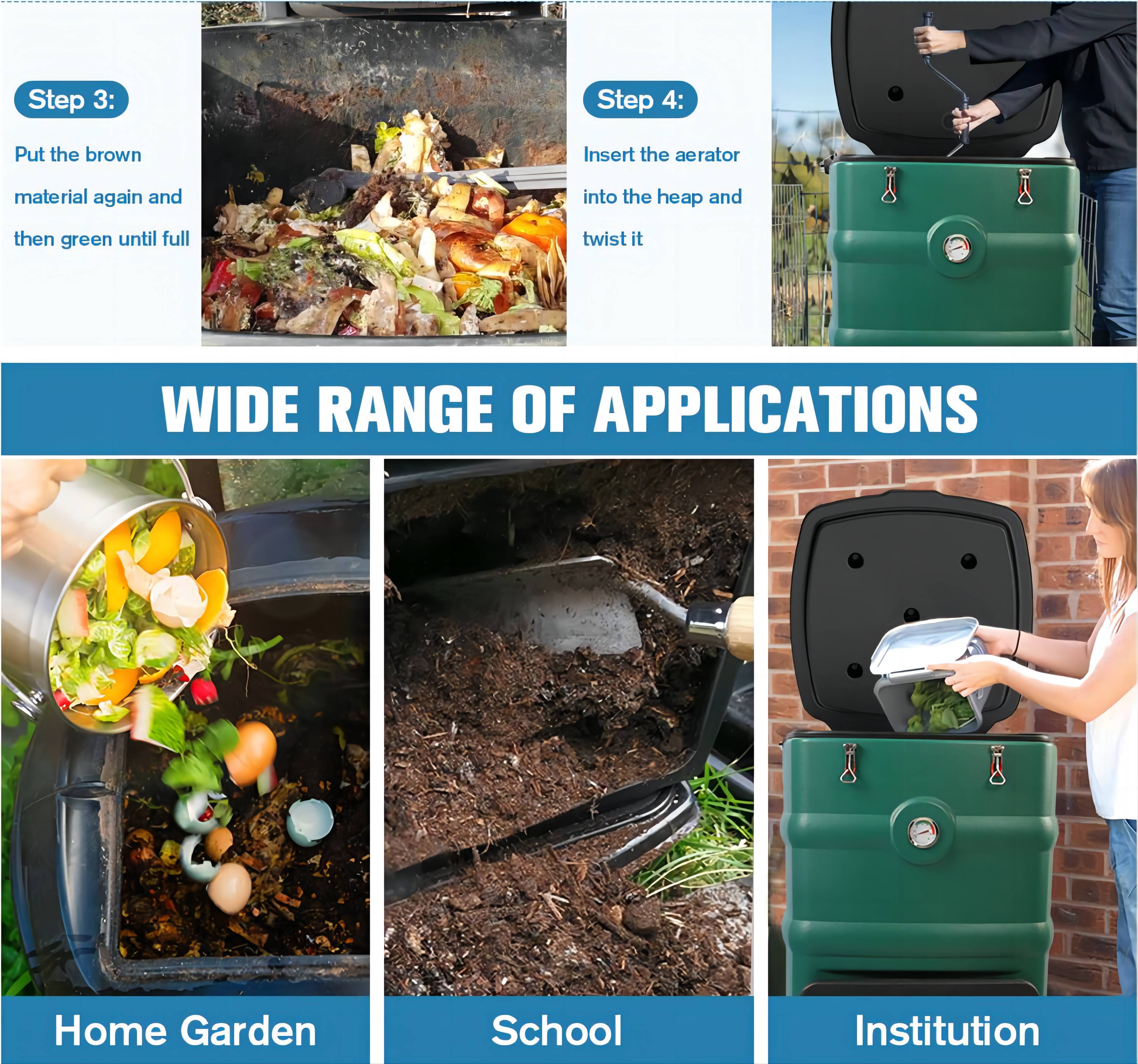 Insulated Compost Bin with Ventilation System - Quickly Composting All Year Round,A Reservoir at The Bottom Design to Collect The Leachate (Green)