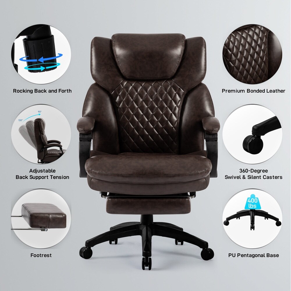 Ergonomic Adjustable Height Black Bonded Leather Swivel Office Chair