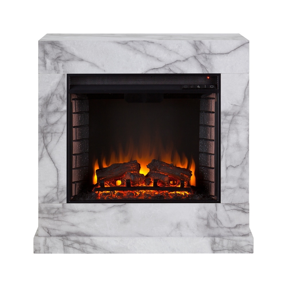 SEI Furniture Dejon Contemporary Electric Fireplace with Faux Stone Mantel