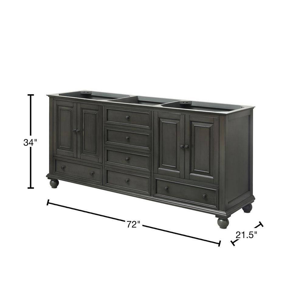 Avanity Thompson 72 in. W x 21 in. D x 34 in. H Vanity Cabinet in Charcoal Glaze THOMPSON-V72-CL