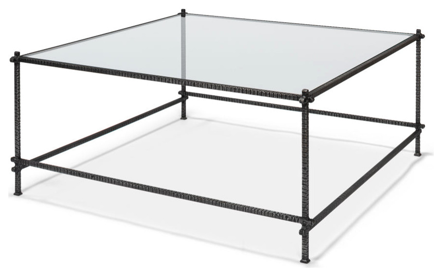 Serrated Edge Iron Square Coffee Table   Traditional   Coffee Tables   by Sideboards and Things  Houzz