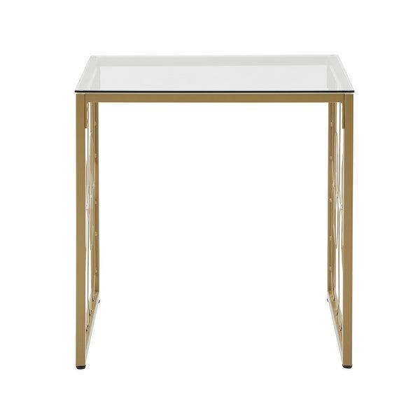 Elle Octagon Pattern Gold Metal and Glass Table by iNSPIRE Q Bold