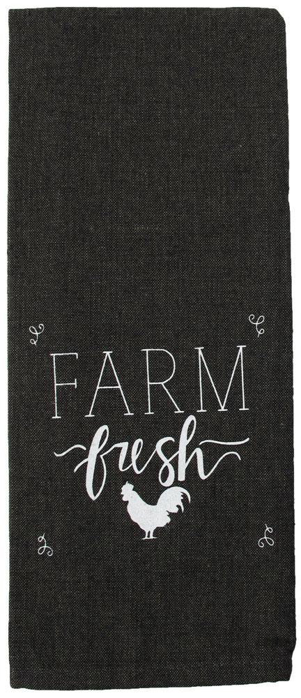 Farmhouse Kitchen Towels Set Cotton Tan Black Farm Flour Sack Towels 16”x28” 5 Piece