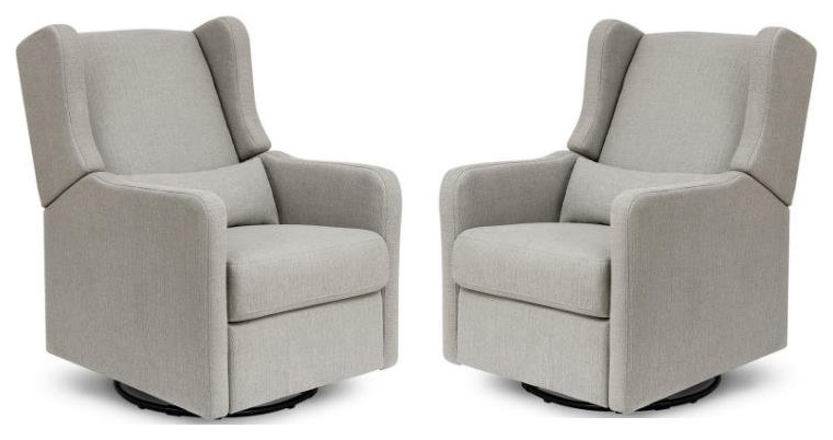 Home Square 2 Piece Linen Recliner and Swivel Glider Set in Gray   Transitional   Recliner Chairs   by Homesquare  Houzz