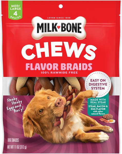 Milk-Bone Flavor Braids Chews Steaky Steaky Eggs and Bac'y Dog Treats