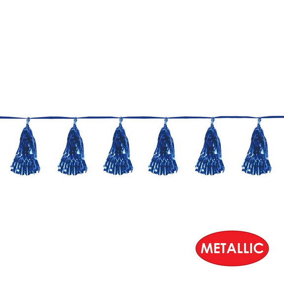 Beistle 59927 B Metallic Tassel Garland  blue  9  ...