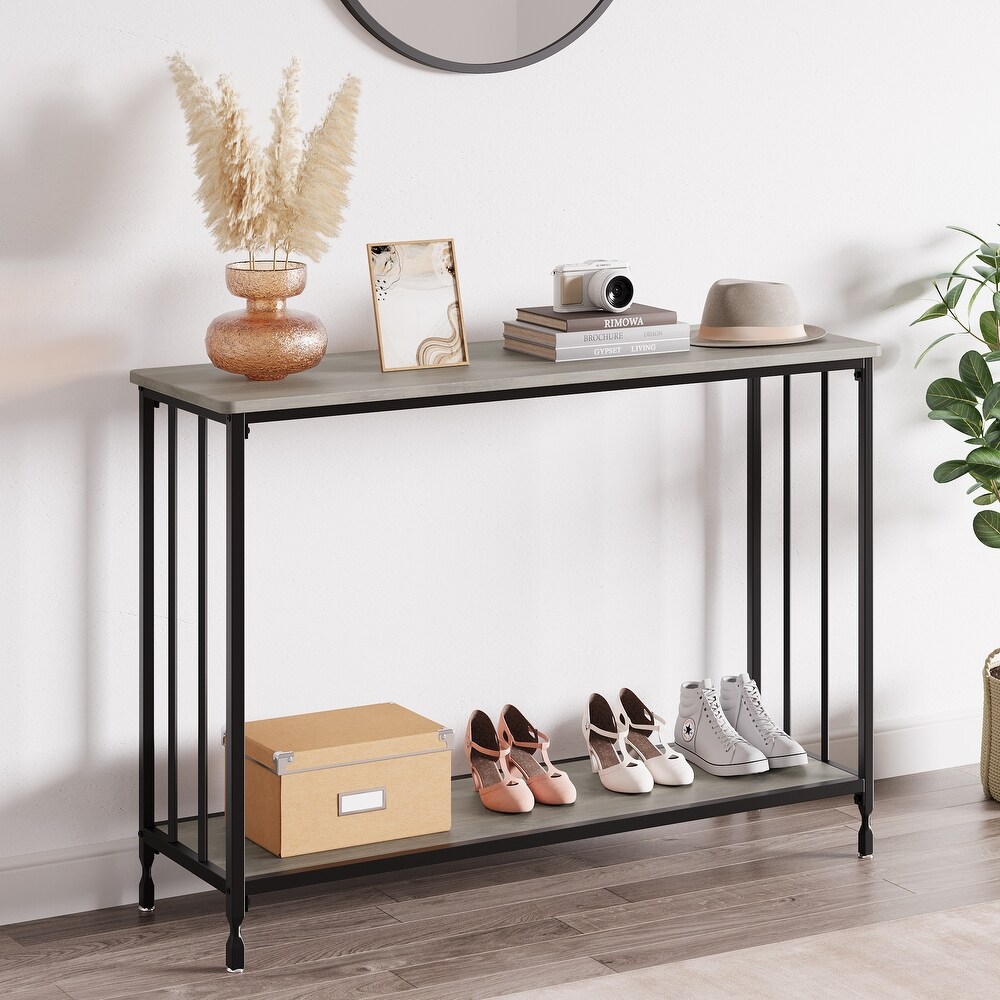 Console Table with Wood Shelf and Metal Frame