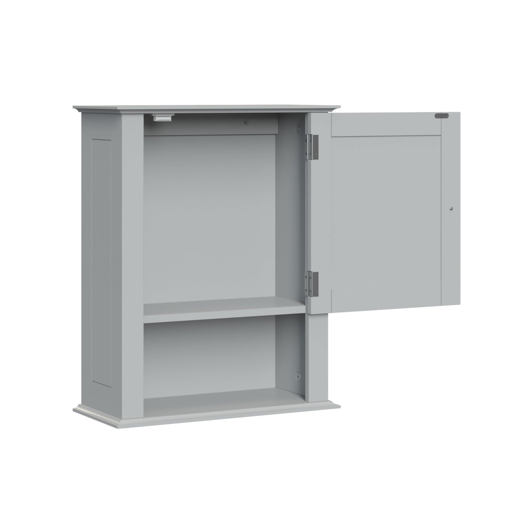 RiverRidge Home Ashland Collection Bath Single Door Wall Cabinet with Open Shelf, Gray