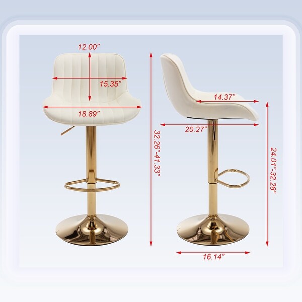 Modern Velvet Adjustable Bar Stools With Golden Base