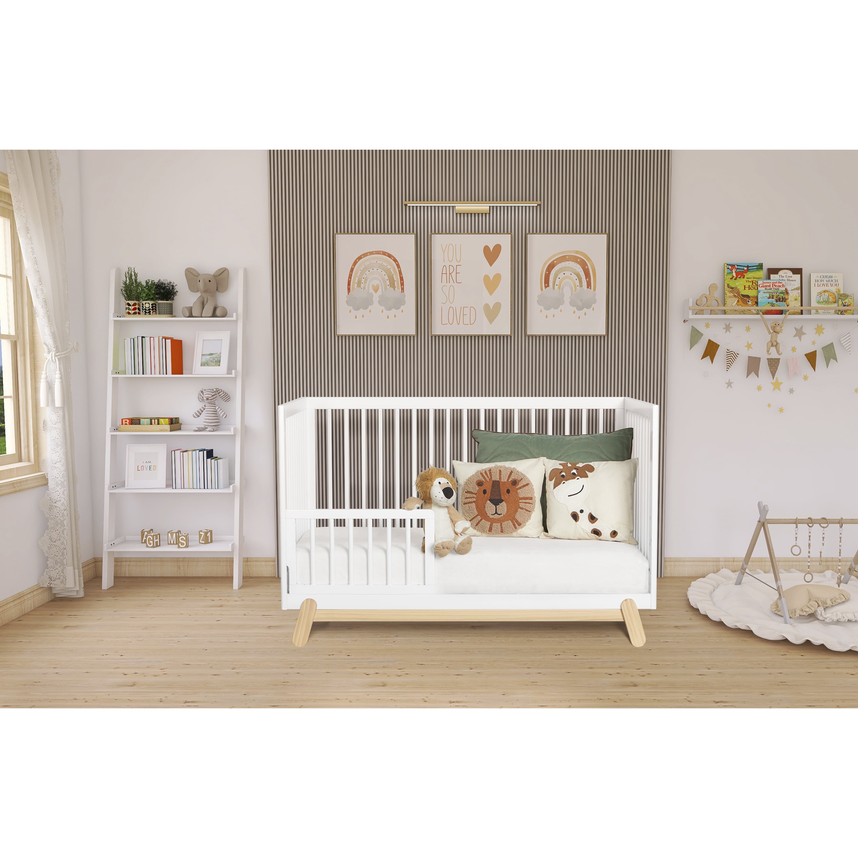 Dream On Me Hygge 5-in-1 Convertible Crib, Vintage White Oak