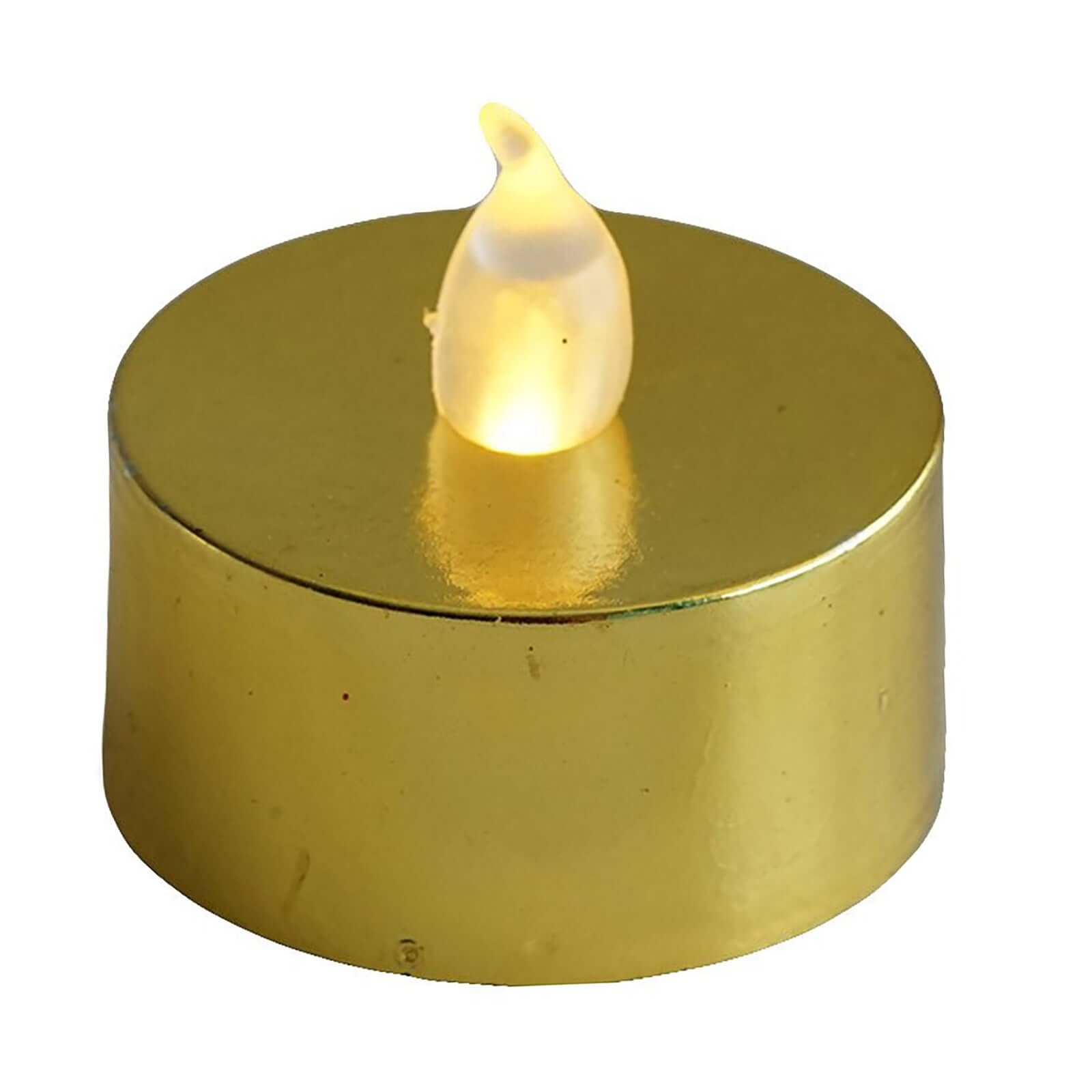 12 Pack Metallic Gold Flameless LED Tealight Candles, Battery Operated Reusable Candles