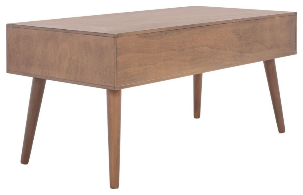 Aries Mid Century 2 Drawer Coffee Table Brown   Midcentury   Coffee Tables   by AED Luxury Home Decor  Houzz