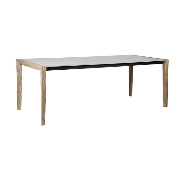 Fineline Modern Super Stone and Eucalyptus Wood Indoor Outdoor Dining Table