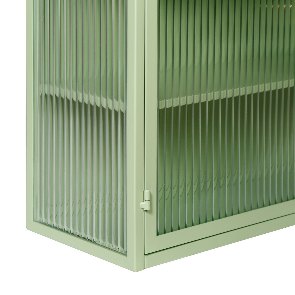 Glass Doors Modern Wall Cabinet with Featuring Three tier Storage