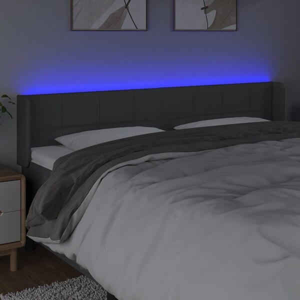 vidaXL LED Headboard Fabric Bedroom Furniture Dark Gray/Light Gray Multi Sizes - - 37455504