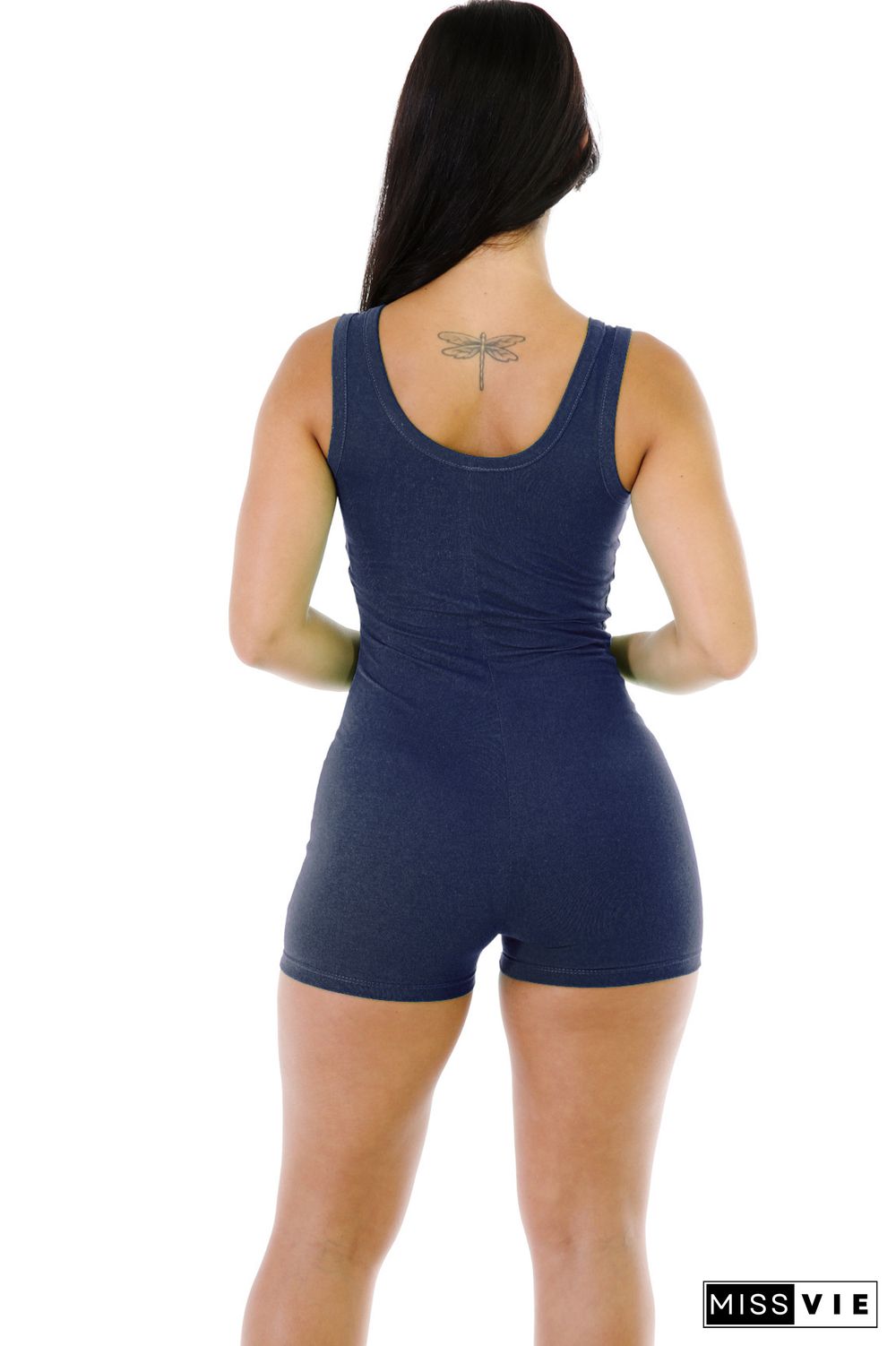 Pure Color Sexy Backless Sportswear Jumpsuit