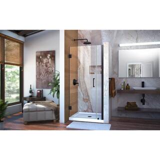 DreamLine Unidoor 33 to 34 in. x 72 in. Frameless Hinged Shower Door in Satin Black SHDR-20337210-09