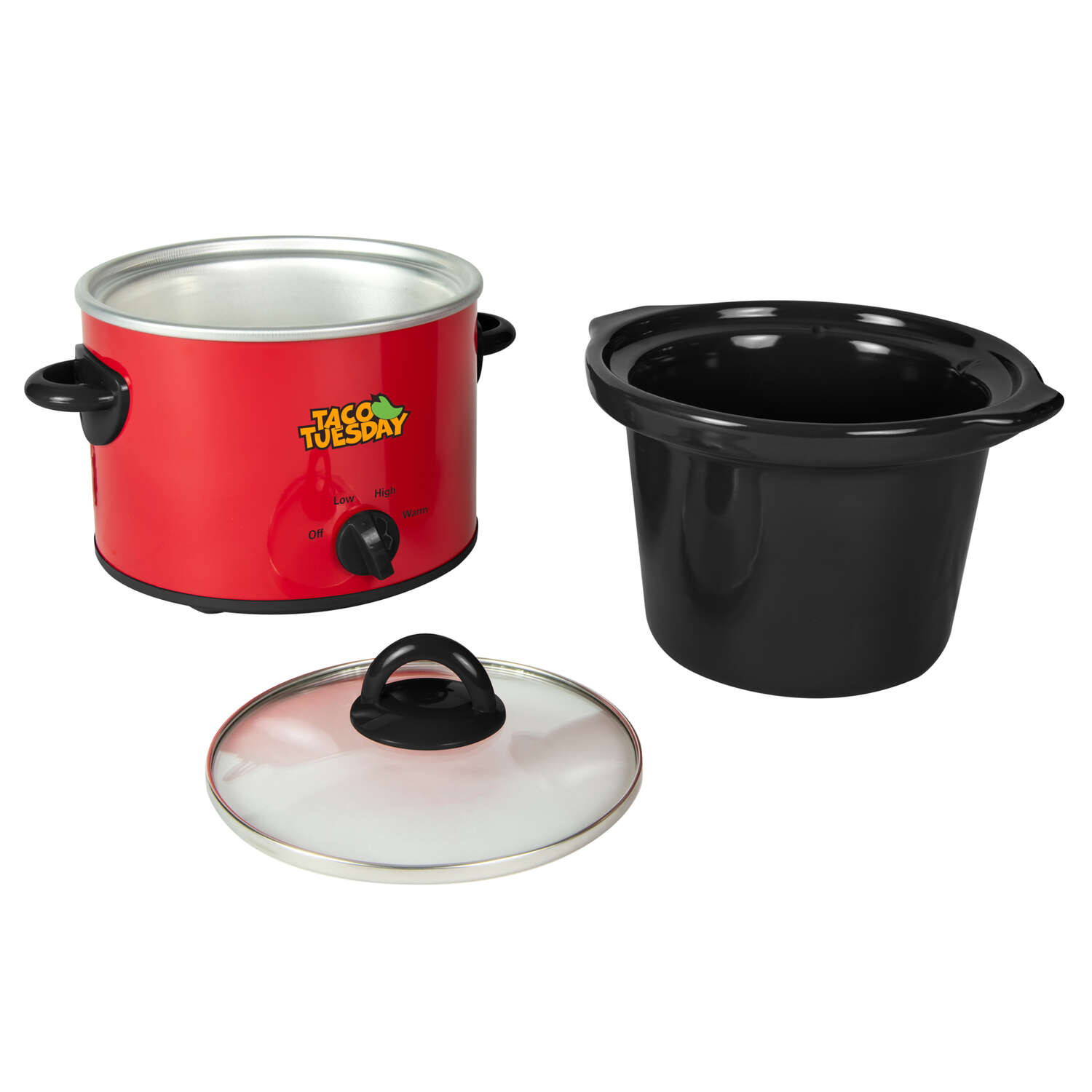 Taco Tuesday 2 qt Red Ceramic Slow Cooker