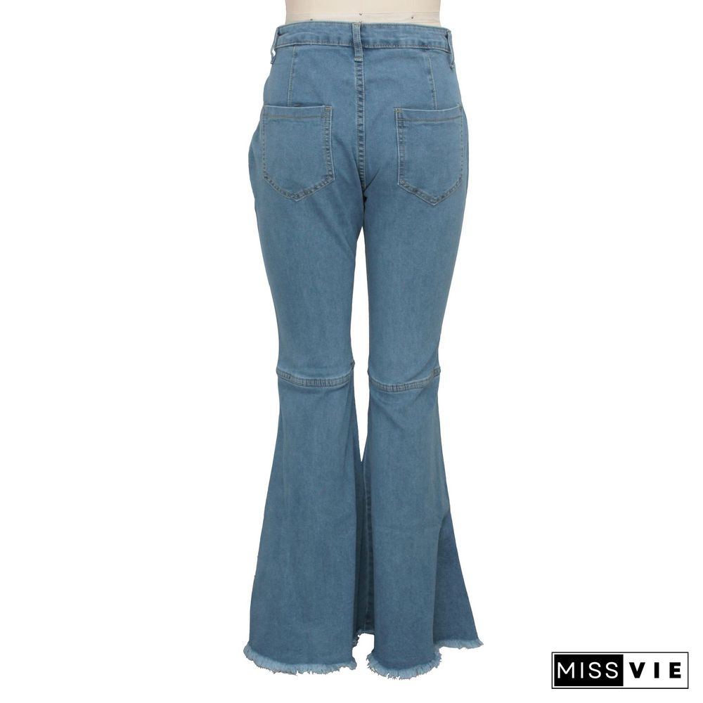 High Waist Stretch Plus Size Flare Jeans Pants