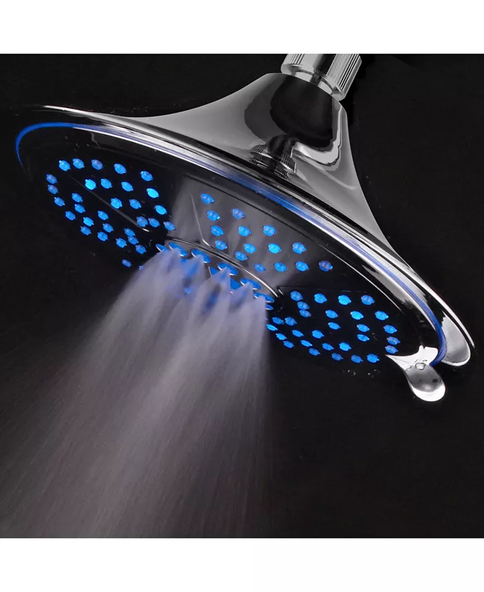 HotelSpa Hotel Spa 8 Inch 5-Setting Rainfall LED Shower Head with Color-Changing Temperature Sensor