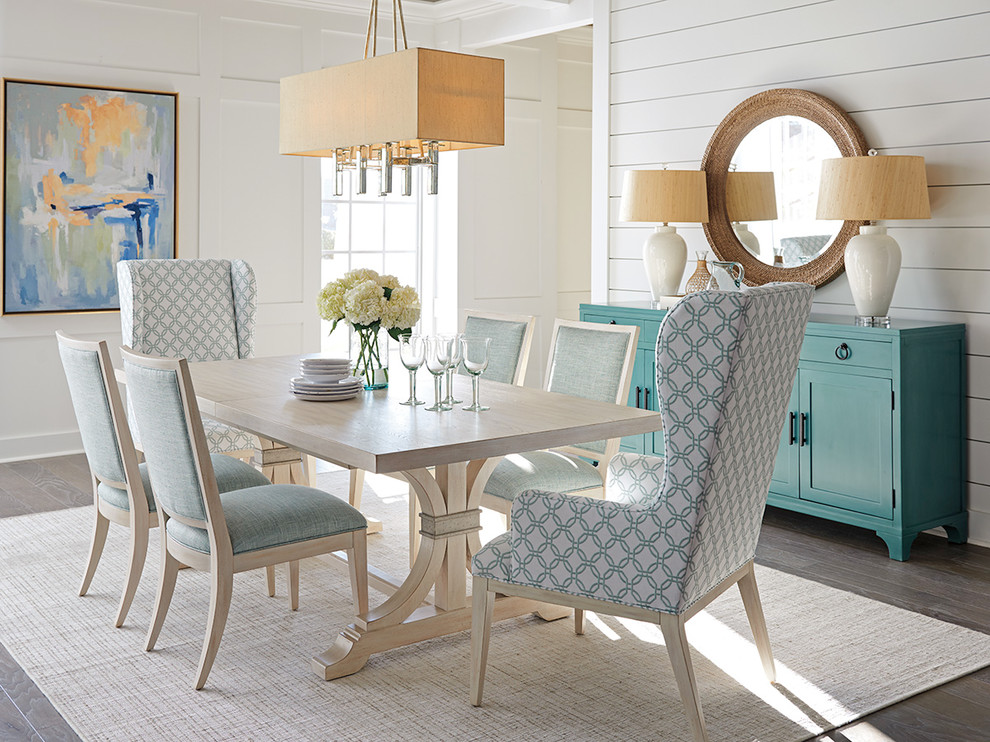 Seacliff Upholstered Host Wing Chair   Transitional   Dining Chairs   by HedgeApple  Houzz