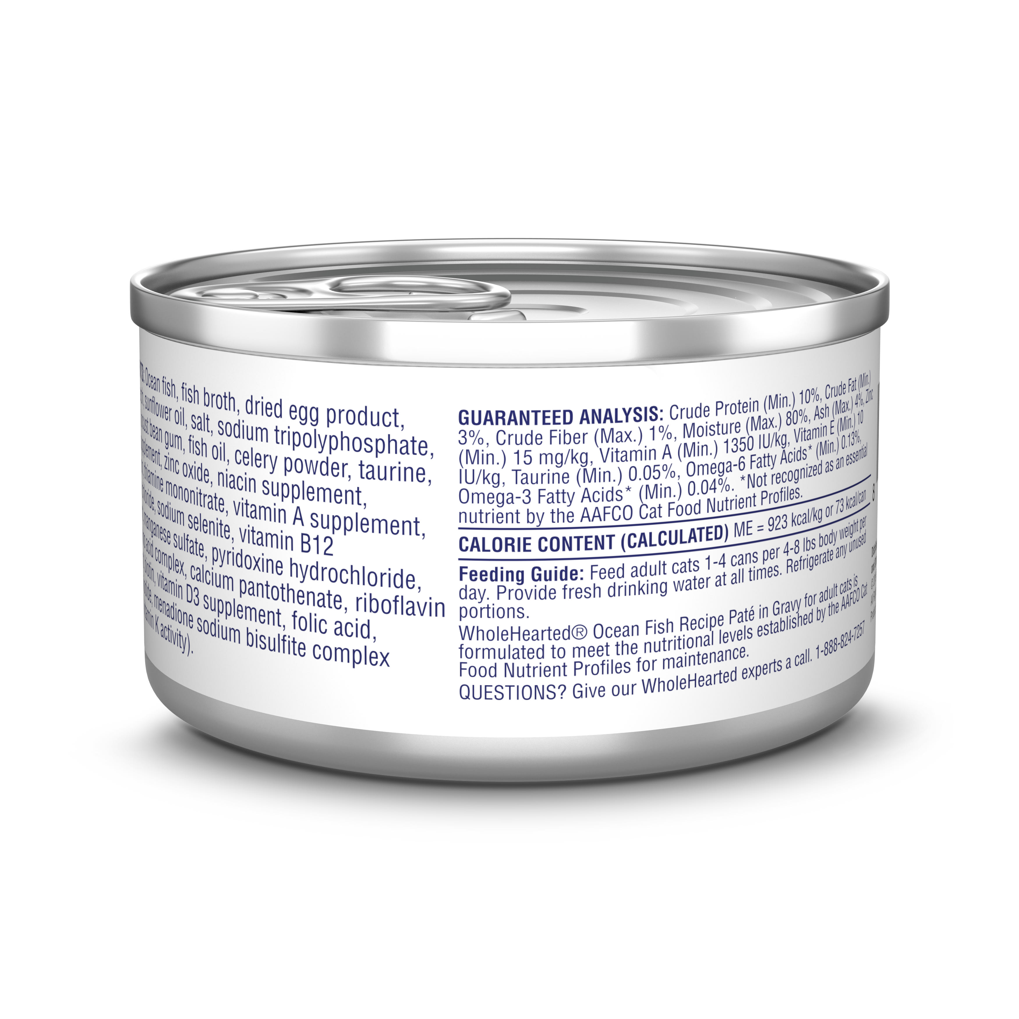 WholeHearted Grain Free Ocean Fish Recipe Pate Adult Wet Cat Food， 5.5 oz.， Case of 12