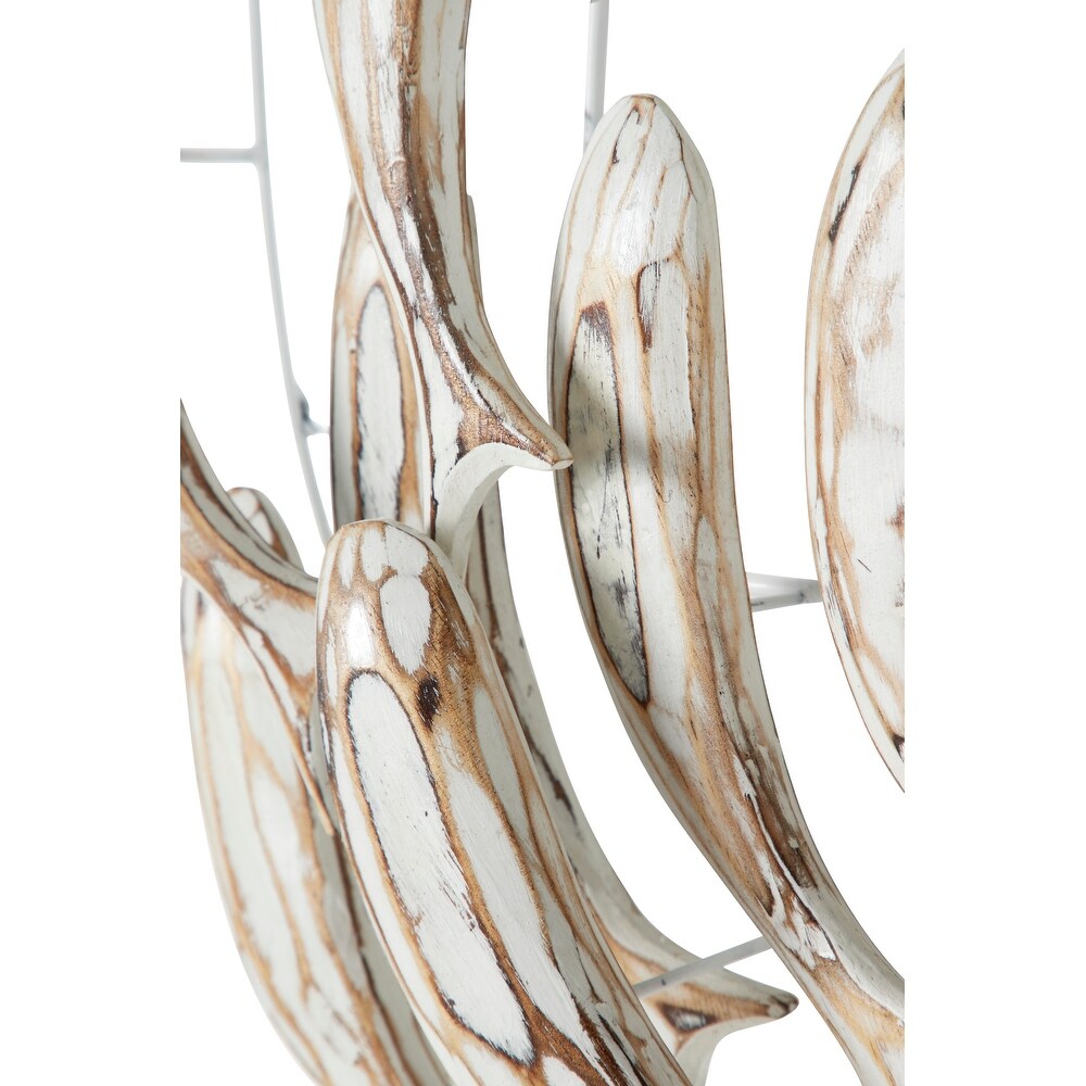 Silver Albizia wood Coastal Wall Decor Fish 32 x 28 x 5