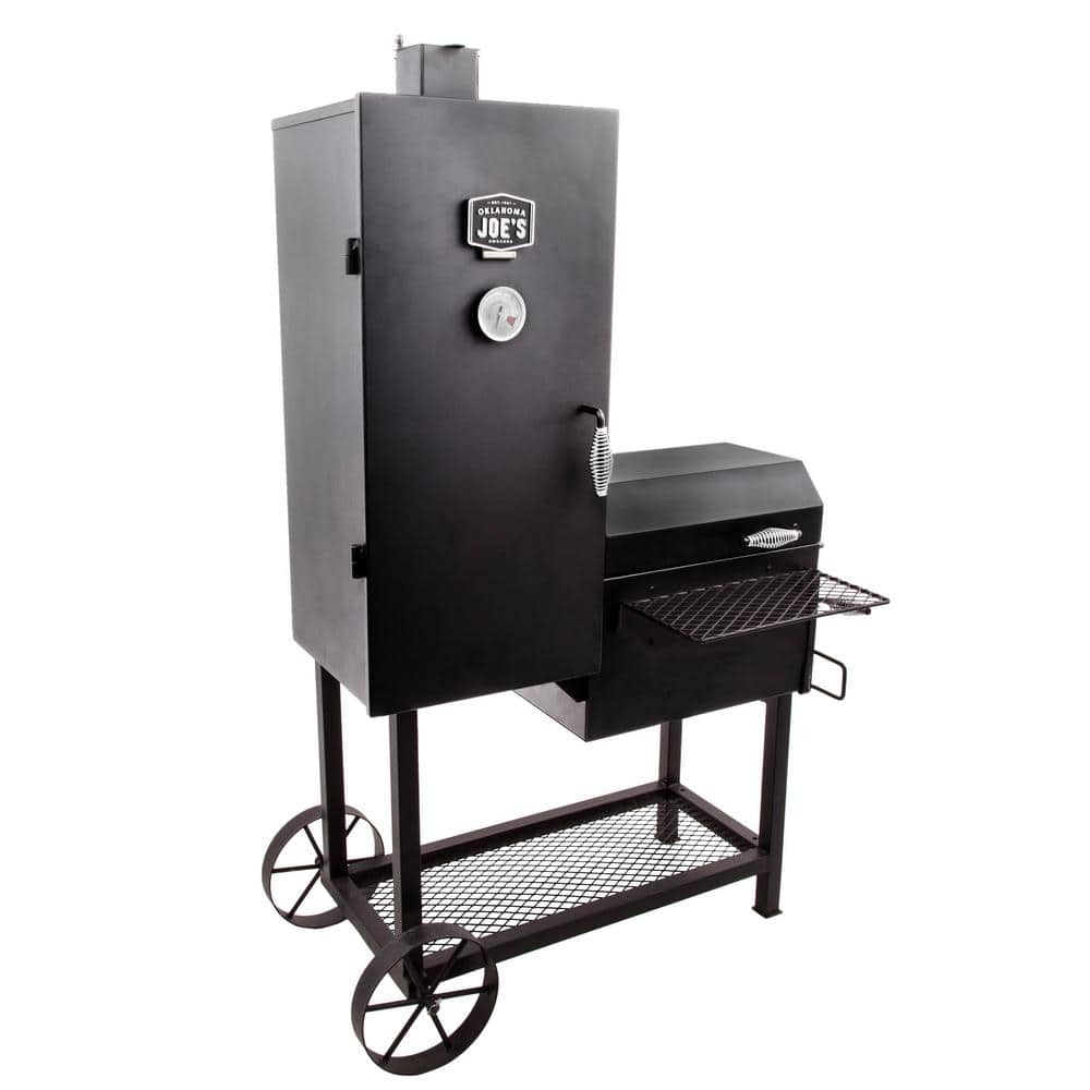 OKLAHOMA JOE'S Bandera Vertical Offset Smoker and Charcoal Grill Combo in Black with 992 sq. in. Cooking Space 16202020