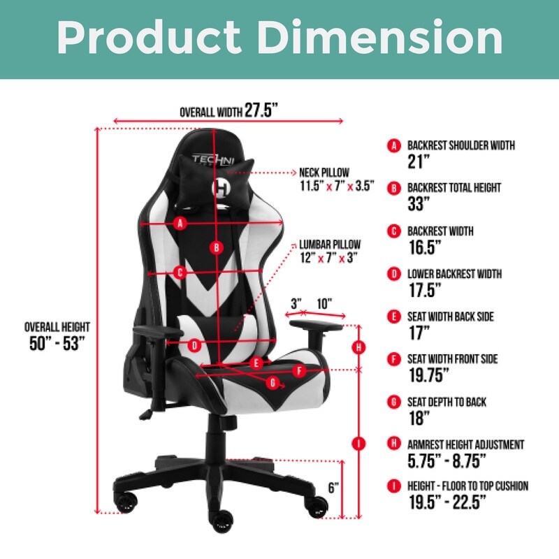 2D Padded Armrests gaming chair White racing chair PU office chair