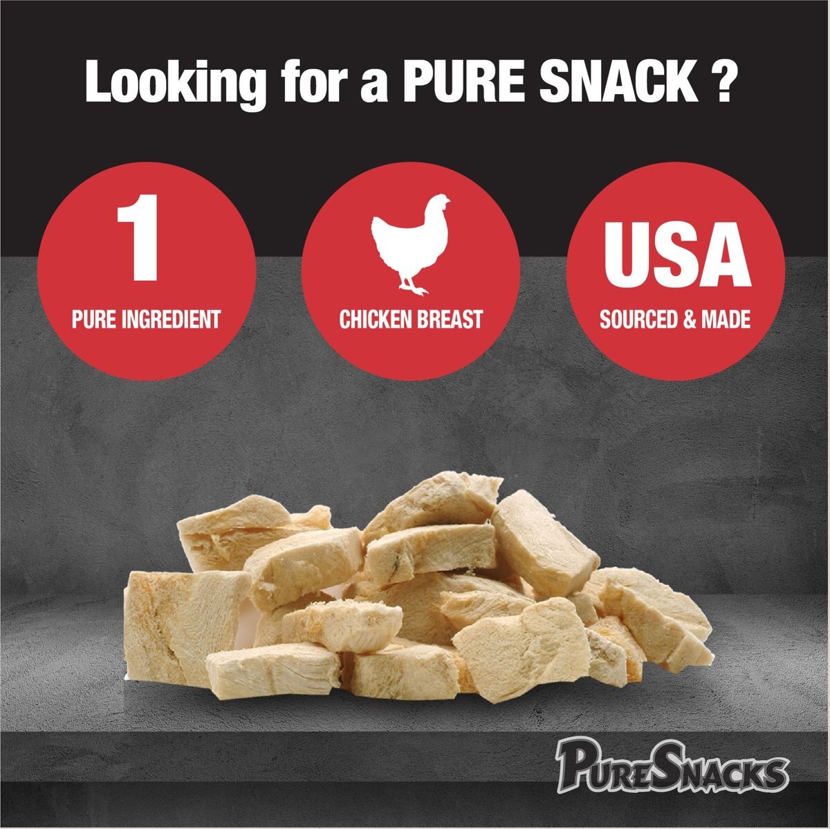 PureSnacks Chicken Breast Super Value Size Freeze-Dried Dog Treats， 9.2-oz bag